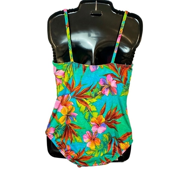 Longitude Long Torso Tropical Print One Piece Swimsuit 14 - Picture 3 of 8